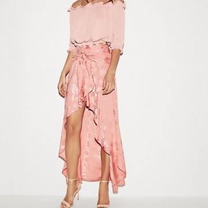 High Waisted Floral Ruffle Hi-lo Maxi Skirt